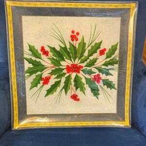 Vintage GORHAM Festive Holly Berry Holiday platter